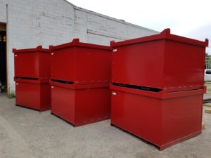Photo of tote boxes for an aluminum manufacturer ready for shipping